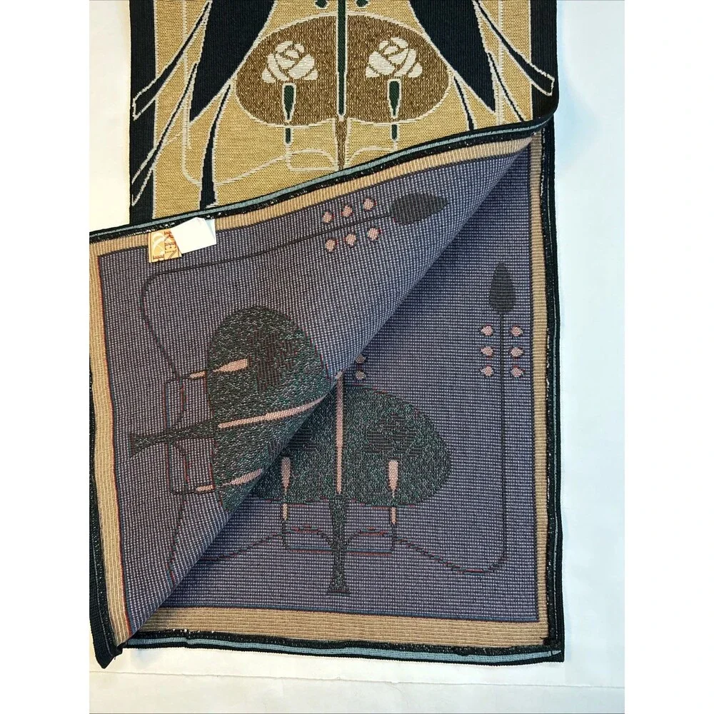 Rennie & Rose Woven Tapestry Table Runner Crow Motifs Made in USA